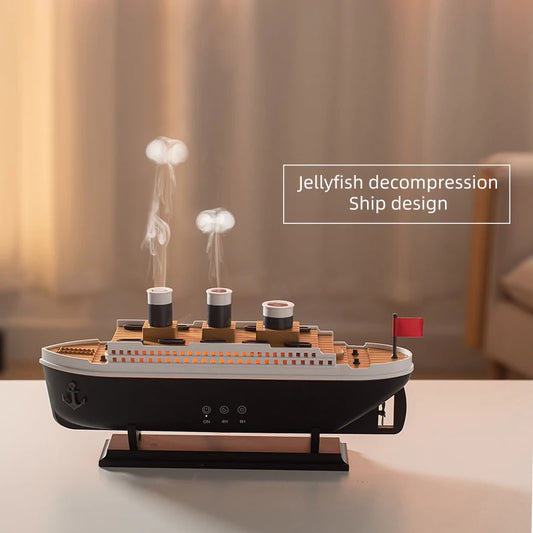 Ship Model Aroma Diffuser Jellyfish Mist Air Humidifier EU US Plug Cordless Aroma Essential Oils Diffuser Ambient Night Lights