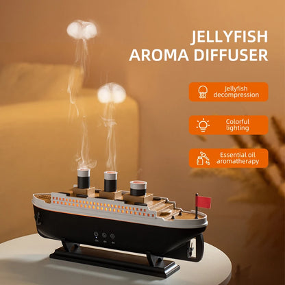 Ship Model Aroma Diffuser Jellyfish Mist Air Humidifier EU US Plug Cordless Aroma Essential Oils Diffuser Ambient Night Lights