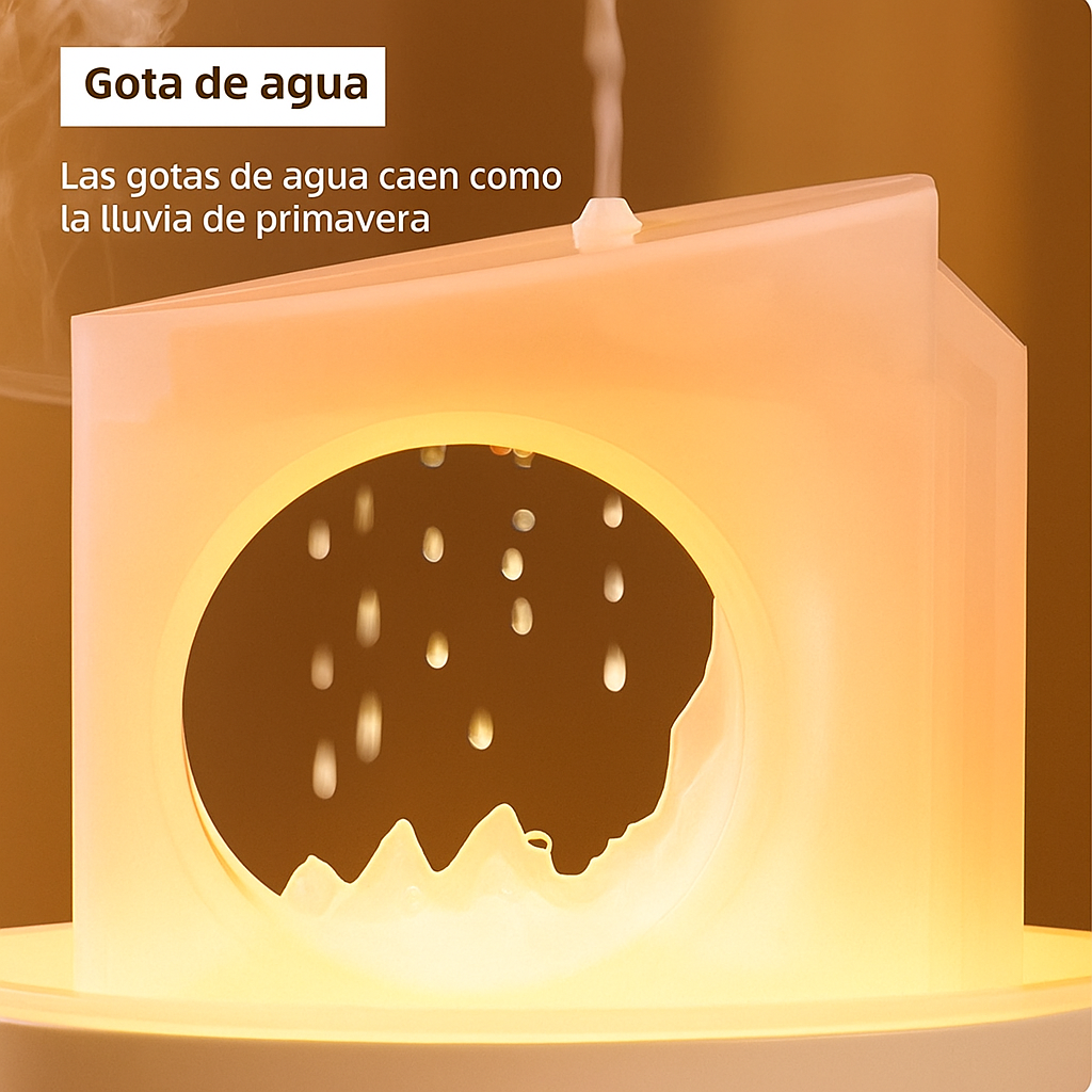 Difusor de Aroma de nubes de lluvia Humidificador de aire Control remoto Atomizador de fragancia ultrasónico con luz nocturna LED Difusor de gotas de lluvia Zen